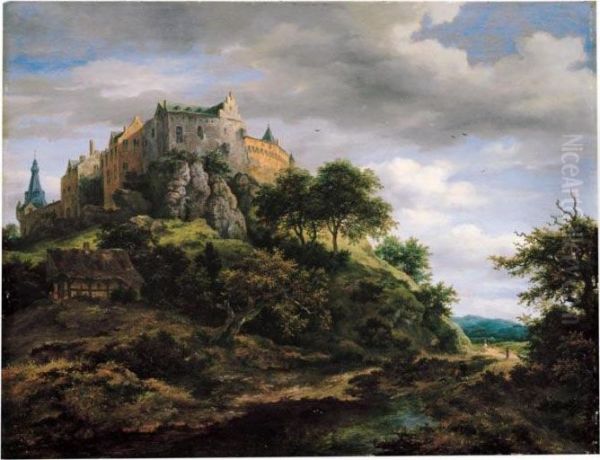 A View Of Bentheim Castle From The North-west Oil Painting by Jacob Van Ruisdael