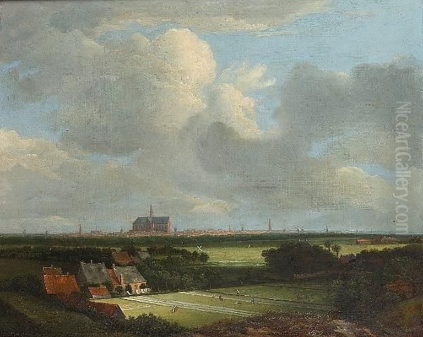 A View Of Haarlem With Bleaching Fields Oil Painting by Jacob Van Ruisdael