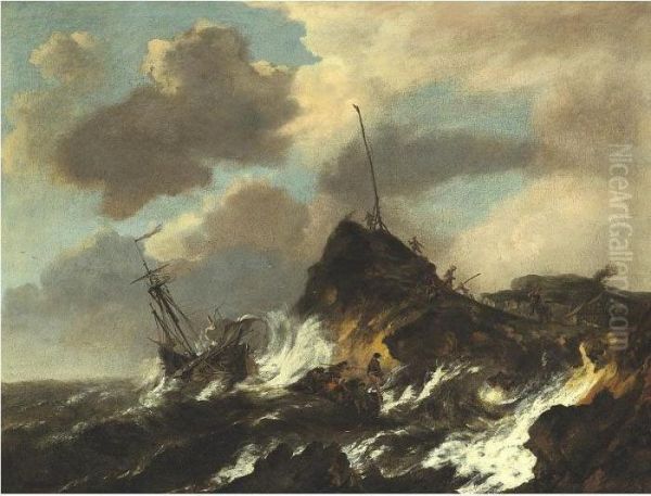 Stormy Seascape Oil Painting by Jacob Van Ruisdael