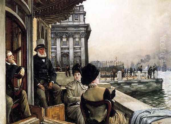 The Terrace Of The Trafalgar Tavern Greenwich London Oil Painting by James Jacques Joseph Tissot