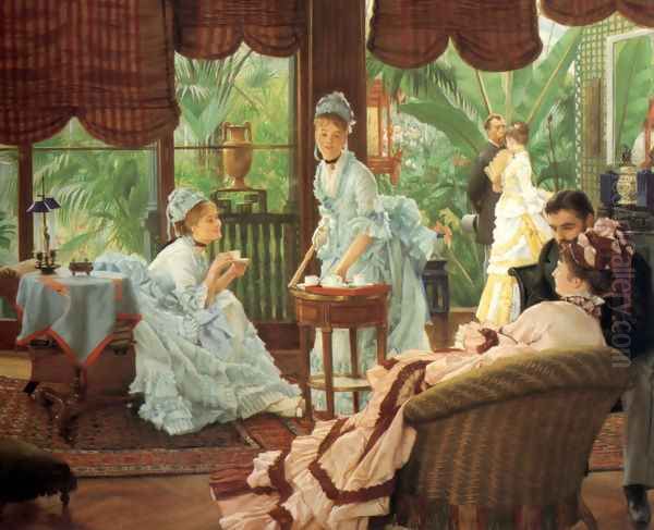 In the Conservatory (Rivals) (2) 1875-78 Oil Painting by James Jacques Joseph Tissot