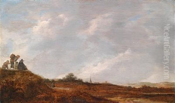 Dunenlandschaftmit Einem Zeichner Und Zuschauern Oil Painting by Salomon van Ruysdael