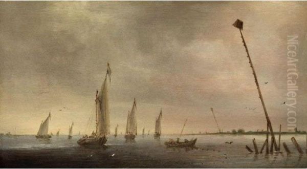 Kuste Mit Seglern Und Fischern Oil Painting by Salomon van Ruysdael