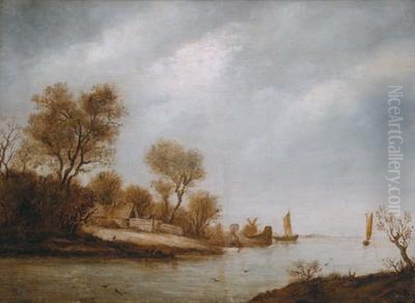 Schule Flusslandschaft Oil Painting by Salomon van Ruysdael