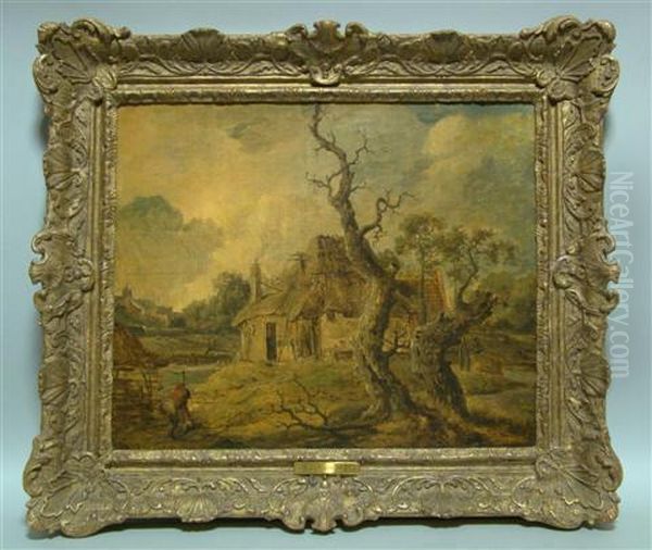 Landscape With Cottage And A Laborer Gathering Wood Oil Painting by Salomon van Ruysdael