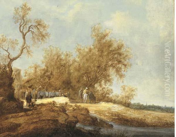 Philip And The Eunuch Oil Painting by Salomon van Ruysdael