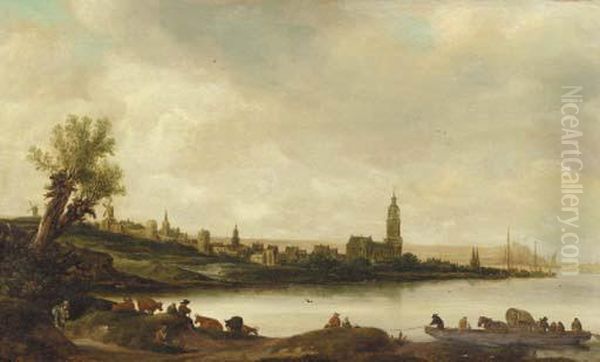 A View Of Rhenen From The South West Oil Painting by Salomon van Ruysdael