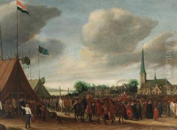 The Horse Fair At Valkenburg Oil Painting by Salomon van Ruysdael