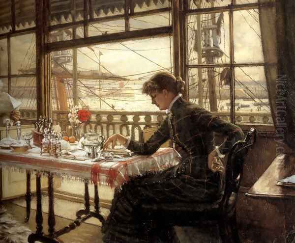 Room Overlooking The Harbour Oil Painting by James Jacques Joseph Tissot