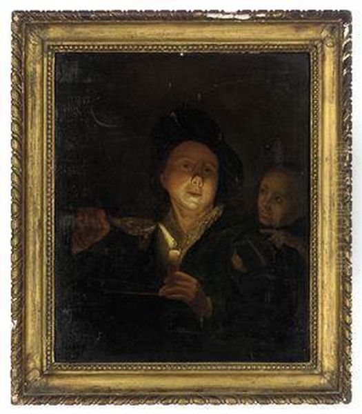 Young Man Eating Porridge Oil Painting by Godfried Schalcken