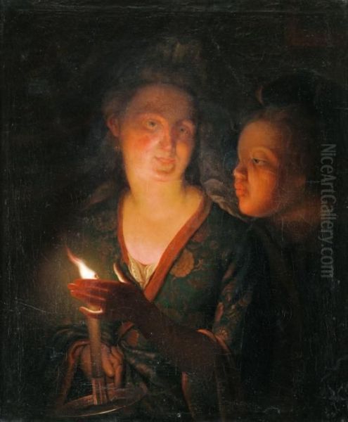 Hans Art, I Stearinljusets Sken Oil Painting by Godfried Schalcken