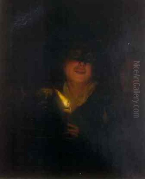 Schalken Young Man By Candlelight Oil Painting by Godfried Schalcken