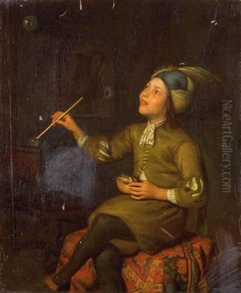 Jeune Garcon Soufflant Des Bulles Oil Painting by Godfried Schalcken