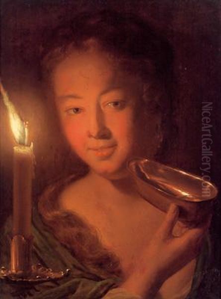 Ritratto Di Una Donna Giovane Con Coppa Oil Painting by Godfried Schalcken