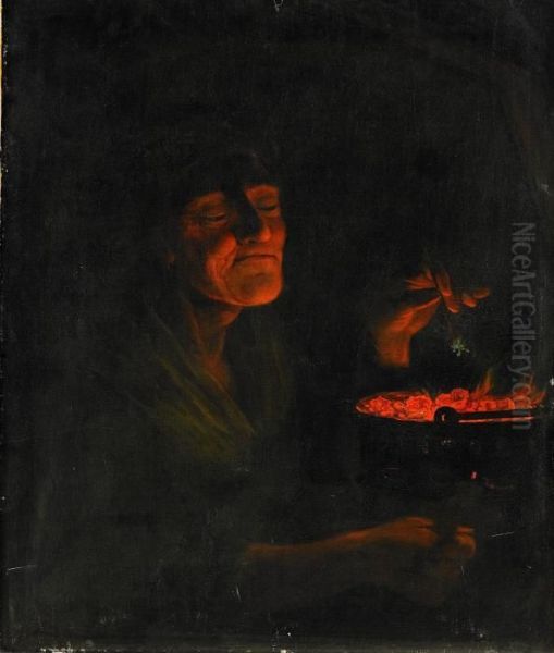 Kvinna Vid Fyrfat Oil Painting by Godfried Schalcken