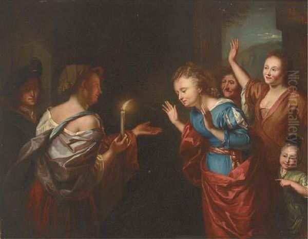 The Wise And Foolish Virgins Oil Painting by Godfried Schalcken