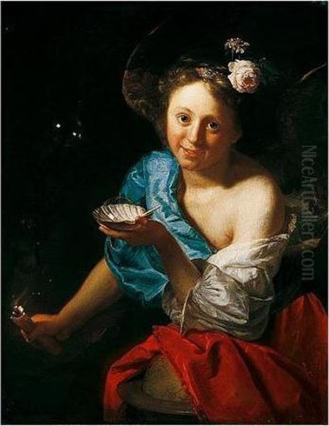 A Young Woman As An Allegorical Figure Oil Painting by Godfried Schalcken