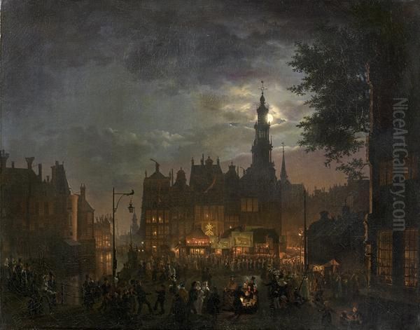 Amsterdam, Fete La Nuit Oil Painting by Petrus van Schendel