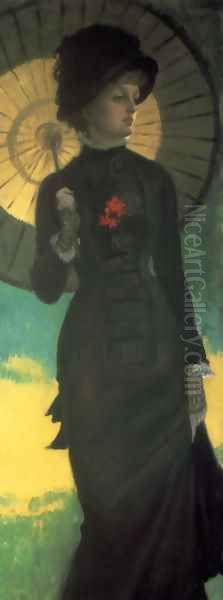 Mrs Newton With A Parasol Oil Painting by James Jacques Joseph Tissot