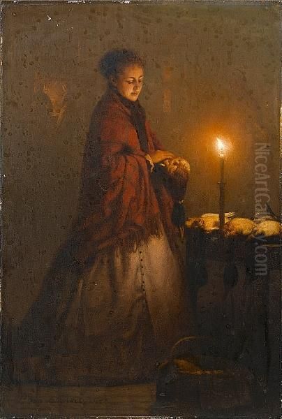 Selling Game At The Groenmarkt In The Hague Oil Painting by Petrus van Schendel