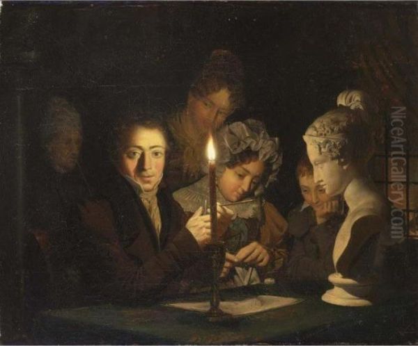 The Drawing Lesson Oil Painting by Petrus van Schendel