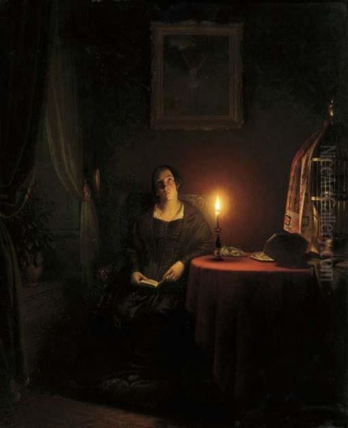 Divine Inspiration Oil Painting by Petrus van Schendel