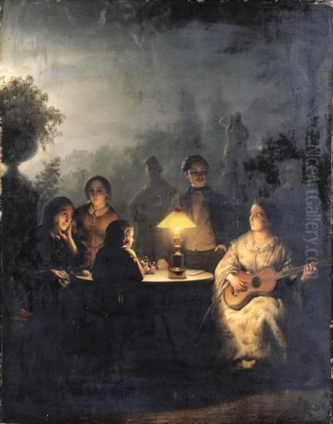 The Evening Serenade
Oil On Panel Oil Painting by Petrus van Schendel