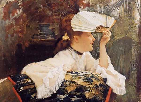 The Fan Oil Painting by James Jacques Joseph Tissot