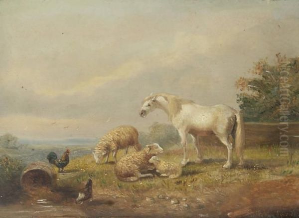 Landschap Met Paard En Schapen Oil Painting by Franz van Severdonck