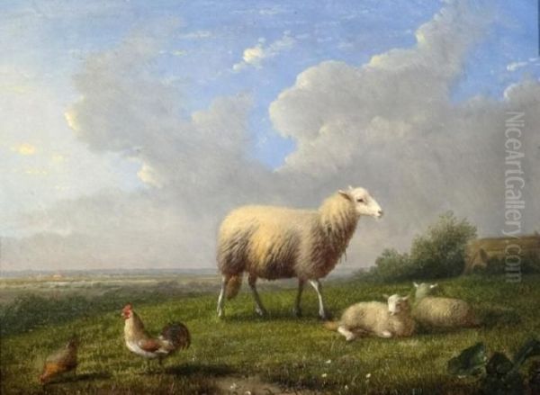 Sheep In A Landscape Oil Painting by Franz van Severdonck