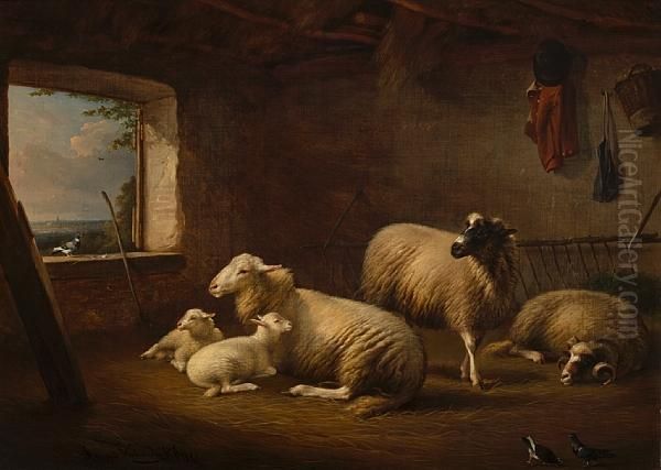 The Sheep Fold Oil Painting by Franz van Severdonck