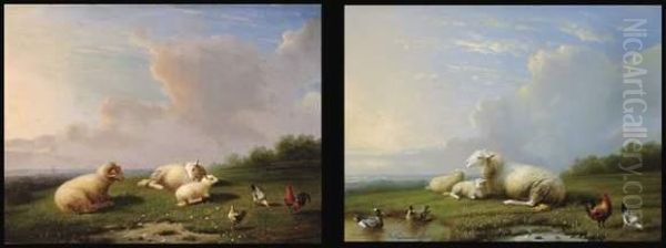 Paysages Avec Moutons Et Poules Oil Painting by Franz van Severdonck