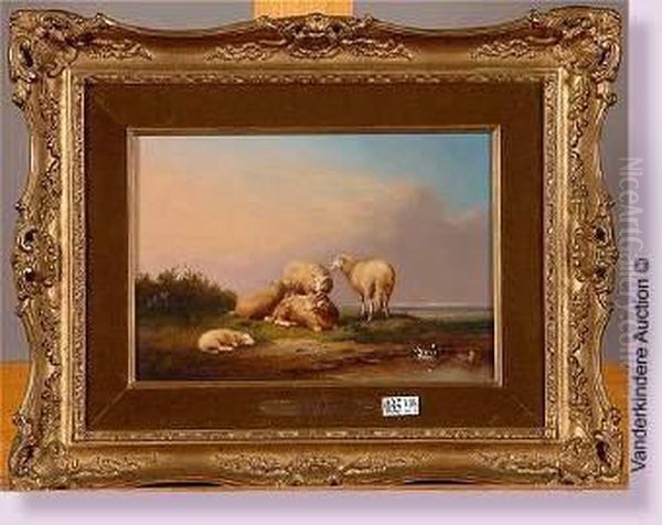 Moutons Et Canards Au Pre Oil Painting by Franz van Severdonck