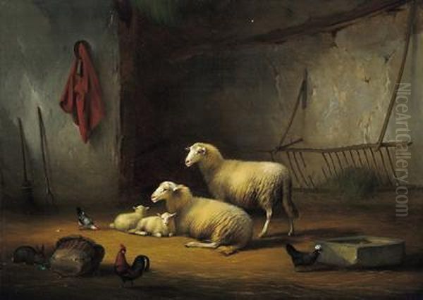 Huhner Und Ein Hase
Im Stall Oil Painting by Franz van Severdonck