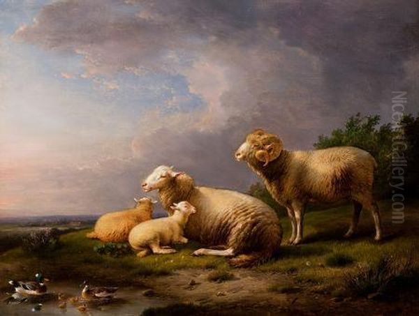 Landscape With Sheep Oil Painting by Franz van Severdonck