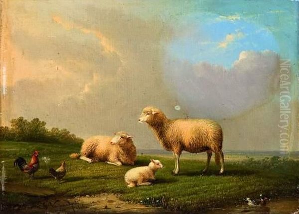 Les Moutons Oil Painting by Franz van Severdonck