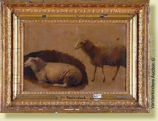 Deux Moutons Oil Painting by Franz van Severdonck