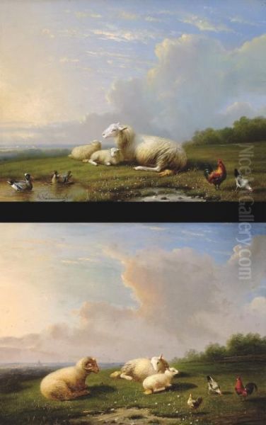 Landscapes With Sheepand Poultry Oil Painting by Franz van Severdonck