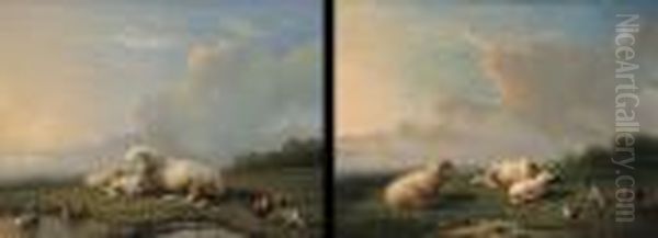 Landscapes With Sheep And Poultry Oil Painting by Franz van Severdonck