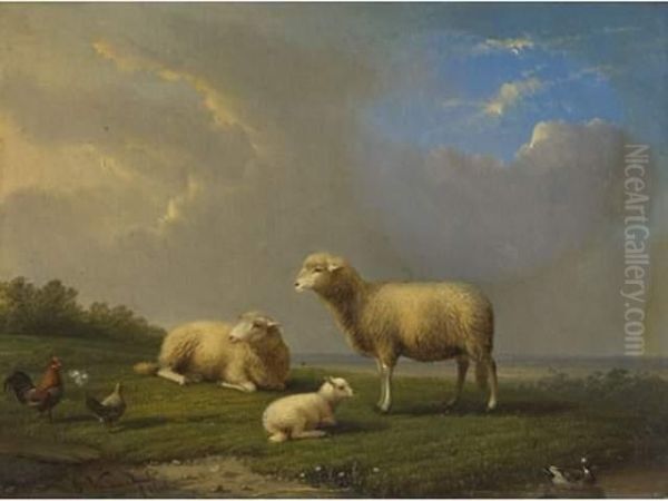 Moutons Sur Le Rivage Oil Painting by Franz van Severdonck