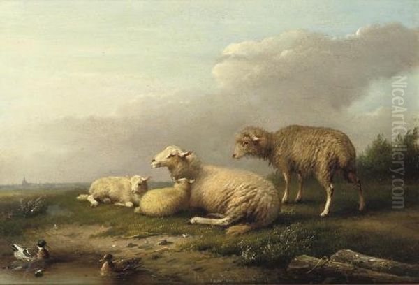 Sheep Resting In The Pasture Oil Painting by Franz van Severdonck