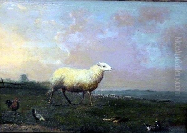 Weidendes Schaf Und Federvieh Oil Painting by Franz van Severdonck