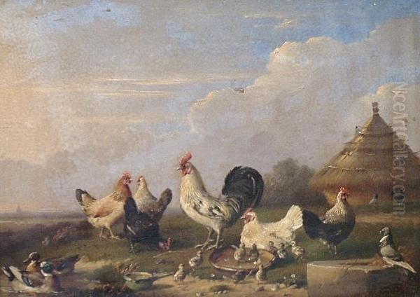 Feathered Friends Oil Painting by Franz van Severdonck