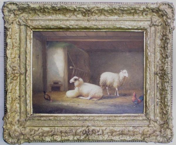 Item No. 676393 : Severdonck, Frans Van , Sheeps, Oil, 1870 F1rw9 Oil Painting by Franz van Severdonck