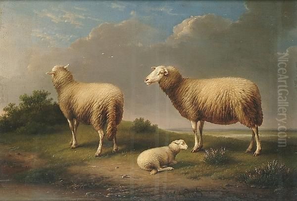 Sheep In A Landscape Oil Painting by Franz van Severdonck