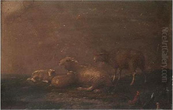 Sheep Grazing Oil Painting by Franz van Severdonck