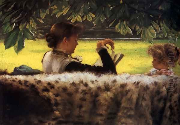 Reading A Story Oil Painting by James Jacques Joseph Tissot