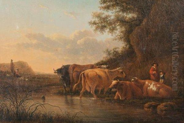 Scene Pastorale Oil Painting by Jacob Van Stry