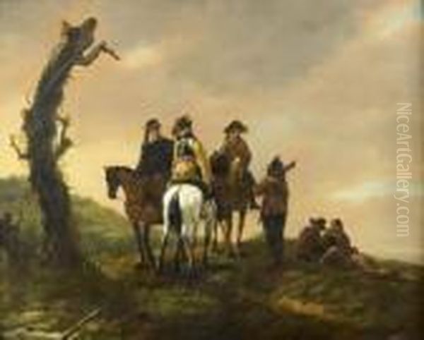 La Halte Des Cavaliers Oil Painting by Jacob Van Stry