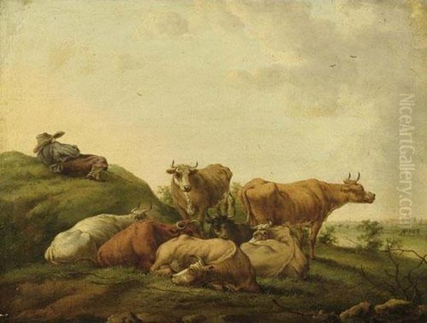 Animals Resting. Oil Painting by Jacob Van Stry